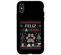 Carcasa para iPhone X/XS Divertido Juego de Palabras para dueño de Perro de Navidad - Feliz Navidog Ugly Christmas