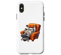 Carcasa para iPhone X/XS Divertido Jugador Zebra con Auriculares VR