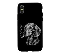 Carcasa para iPhone X/XS Divertido Perro Salchicha fumando Salchichas