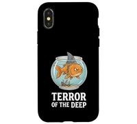 Carcasa para iPhone X/XS Divertido pez Dorado con Aleta de tiburón: Terror of The Deep