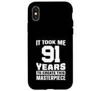Carcasa para iPhone X/XS Divertido refrán para 91 cumpleaños, Idea de Regalo de Broma de 91 años