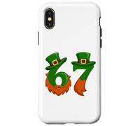 Carcasa para iPhone X/XS Divertido Sombrero de Duende con Barba para niños Six Seven St Paddy