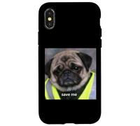 Carcasa para iPhone X/XS Divertido Triste Pug Meme Trabajo Humor Foto Borrosa