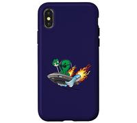 Carcasa para iPhone X/XS Divertido UFO UAP Alien Hotrod Platillo Volador Diseño de Dibujos Animados