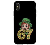 Carcasa para iPhone X/XS Divertido y Lindo Duende 67, número de trébol Viral para niños, St Paddy