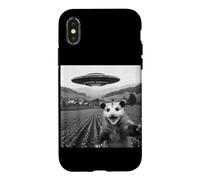 Carcasa para iPhone X/XS Divertido Zarigüeya OVNI Selfie Alien Nave Espacial Meme Humor