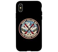 Carcasa para iPhone X/XS Don't Follow Me I Do Stupid Things Funny Skiing Esquiador Esquí