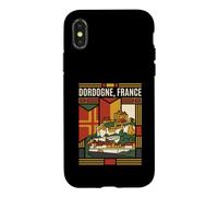 Carcasa para iPhone X/XS Dordogne France Flag Castillos Vintage Travel Graphic