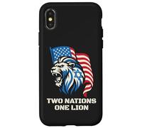 Carcasa para iPhone X/XS Dos Naciones Un León - Diseño Patriótico de Estados Unidos Israel