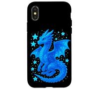 Carcasa para iPhone X/XS Dragon Azul Mistico Ilustracion Fantasia Celestial Adorable