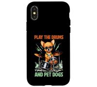 Carcasa para iPhone X/XS Drummer Dog Play The Drums Perro Mascota Percusión Tambores Percusión