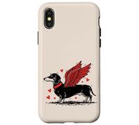Carcasa para iPhone X/XS Dueño de Perro Salchicha con alas de ángel Lindo Perro Salchicha