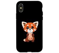 Carcasa para iPhone X/XS Dulce Panda Rojo le Gusta el té de Burbujas