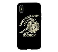 Carcasa para iPhone X/XS Easily Distracted by Music and Bourbon Skeleton