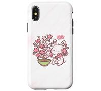 Carcasa para iPhone X/XS Easter Bunny Pink Sakura Flower Cute Japanese Cherry Blossom