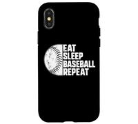 Carcasa para iPhone X/XS Eat Sleep Baseball Repeat Softball Catcher Batter Baseballer
