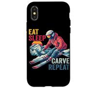 Carcasa para iPhone X/XS Eat Sleep Carve Repeat - Ski Driver Sunset Ski Design