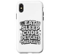 Carcasa para iPhone X/XS Eat Sleep Code Pet Cats Repeat Funny Programmer Cat Lover