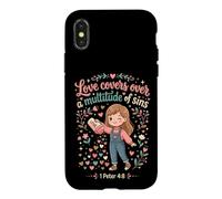 Carcasa para iPhone X/XS El Amor Cubre pecados Pedro 4 8 versículo bíblico