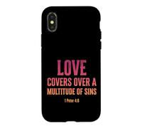 Carcasa para iPhone X/XS El Amor Cubre pecados Pedro 4 8 versículo bíblico
