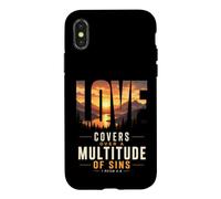Carcasa para iPhone X/XS El Amor Cubre pecados Pedro 4 8 versículo bíblico