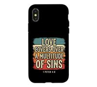 Carcasa para iPhone X/XS El Amor Cubre pecados Pedro 4 8 versículo bíblico