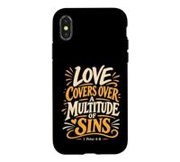 Carcasa para iPhone X/XS El Amor Cubre pecados Pedro 4 8 versículo bíblico