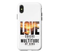 Carcasa para iPhone X/XS El Amor Cubre pecados Pedro 4 8 versículo bíblico
