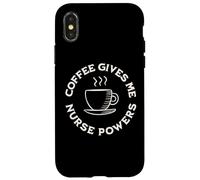 Carcasa para iPhone X/XS El café me da Poderes de Enfermera Divertida Amante del café