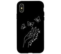 Carcasa para iPhone X/XS El Cambio es Hermoso Mariposa Minimalista línea Arte Inspirador