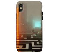 Carcasa para iPhone X/XS El umbral de neón - Cyberpunk Dystopian City Art