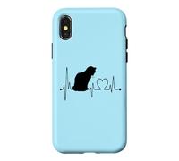 Carcasa para iPhone X/XS Electrocardiograma de latidos del corazón de un Gato de Singapur, Divertido, «Amo a mi Gato de Singapur»
