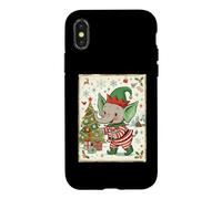 Carcasa para iPhone X/XS Elefante Santa's Elf Christmas Tree Presents Retro Holiday