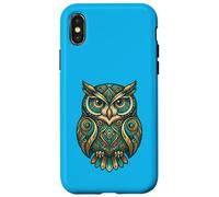 Carcasa para iPhone X/XS Elemental Folk Art Owl Symmetrical Mandala Bird Graphic