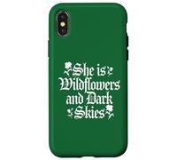 Carcasa para iPhone X/XS Ella Es Flores Silvestres Y Cielos Oscuros - Mujer Nature Garden