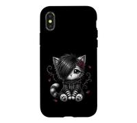 Carcasa para iPhone X/XS EMO Cat Rose Regalos góticos Amante de los Gatos Goth Girl Dark Kitty