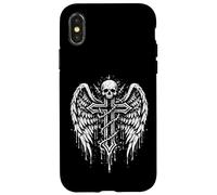 Carcasa para iPhone X/XS EMO Goth Cruz Alas Ángel Grunge Cráneo Alternativa Oculto