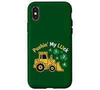 Carcasa para iPhone X/XS Empujando mi Suerte St Paddy día 67 Lucky Construction Bulldozer