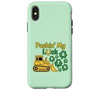 Carcasa para iPhone X/XS Empujando mi Suerte St Paddy día 67 Lucky Construction Bulldozer