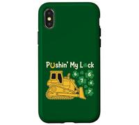 Carcasa para iPhone X/XS Empujando mi Suerte St Paddy día 67 Lucky Construction Bulldozer