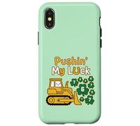 Carcasa para iPhone X/XS Empujando mi Suerte St Paddy día 67 Lucky Construction Bulldozer