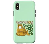 Carcasa para iPhone X/XS Empujando mi Suerte St Paddy día 67 Lucky Construction Bulldozer