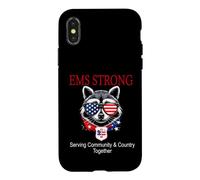 Carcasa para iPhone X/XS EMS-EMT Mapache patriótico sirviendo a la Estrella de la Vida de la Comunidad