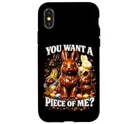 Carcasa para iPhone X/XS Es Gracioso el Chiste de «Quieres un Pedazo de mí» con el Conejo de Pascua y papá