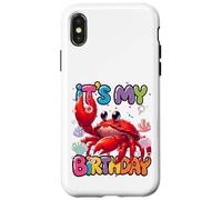 Carcasa para iPhone X/XS Es mi cumpleaños Lindo Cangrejo de Color Rojo