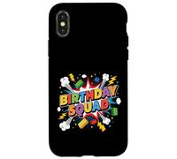 Carcasa para iPhone X/XS Escuadrón de cumpleaños Familia Cumpleaños Constructor de Ladrillos a Juego