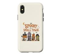 Carcasa para iPhone X/XS Espeluznante en una pequeña Ciudad Halloween Fantasmas Casas embrujadas