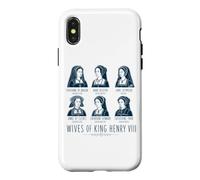 Carcasa para iPhone X/XS Esposas del Rey Enrique VIII Line Art Navy Print