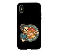 Carcasa para iPhone X/XS Esqueleto Despierto Amante del café Vintage Mañana