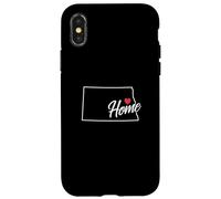 Carcasa para iPhone X/XS Esquema del Mapa de Dakota del Norte con corazón USA